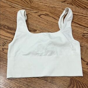 White Ribbed Crop Top